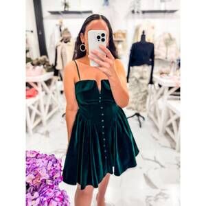 NEW MABLE women's terra tone velvet mini dress in hunter green